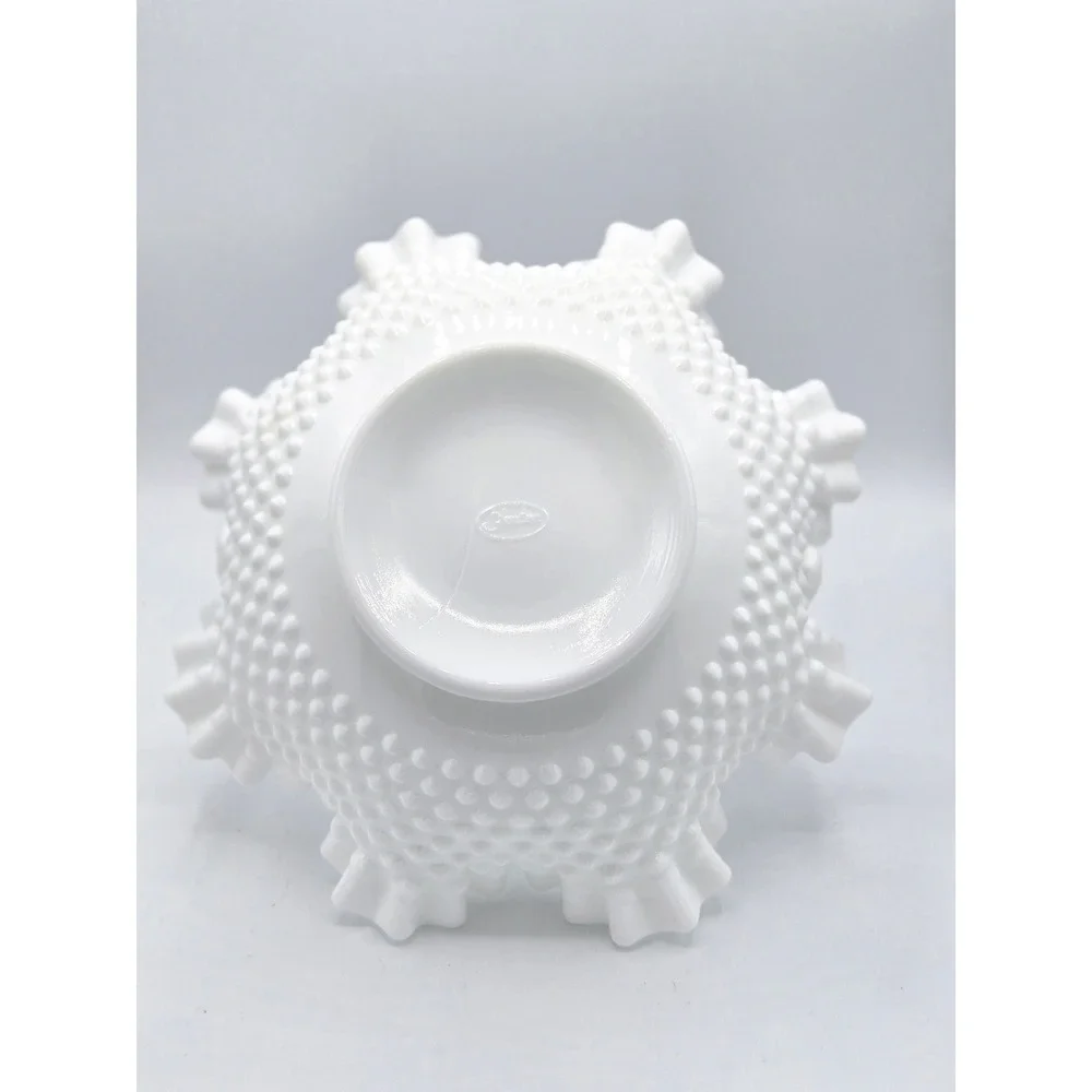 Vintage Fenton Milk Glass Hobnail‎ Basket - 12